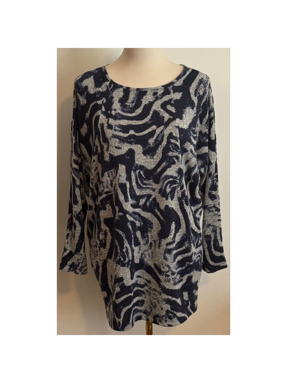 Women's Clara Sunwoo Long Sleeve Tee S Blue Gray Abstract Print